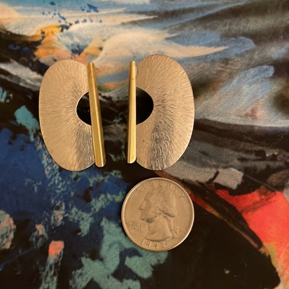 Lonna Keller Sterling Silver w/Gold Brass Post Earrings - Picture 7 of 8